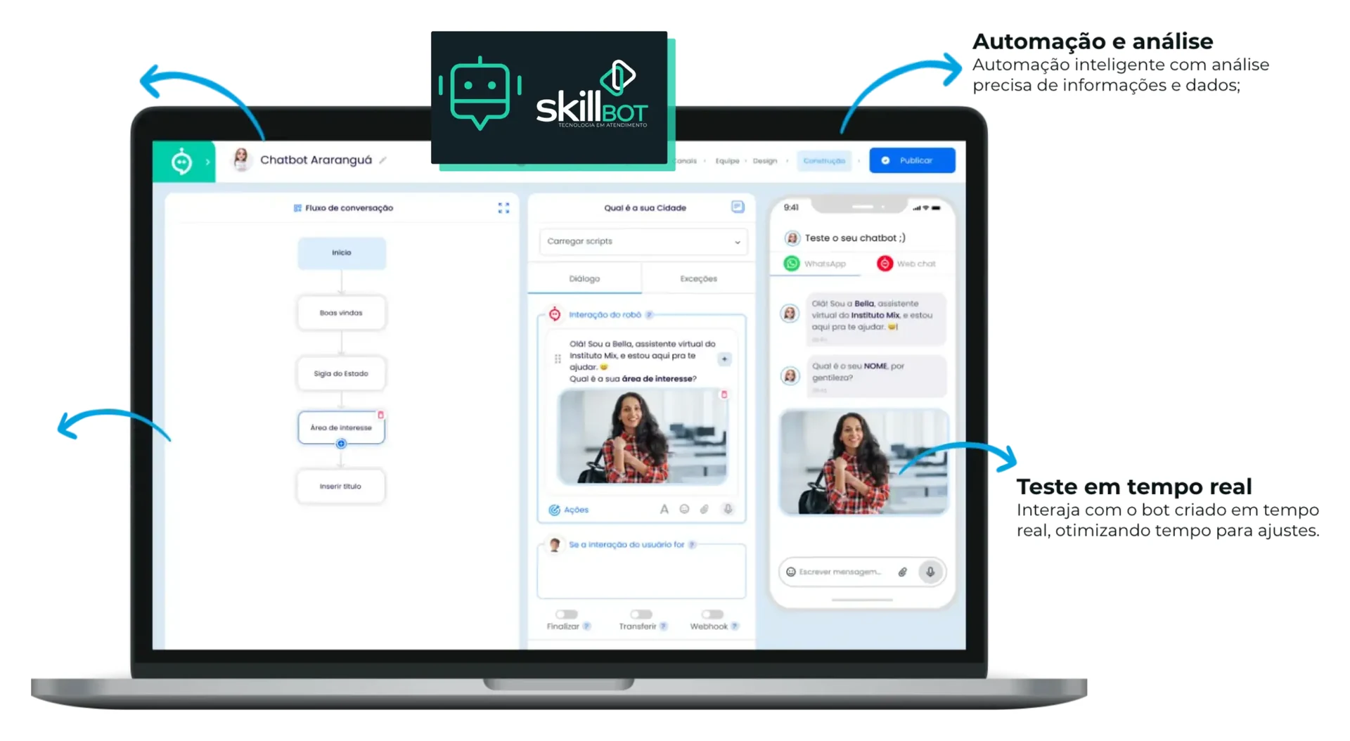 Tela do SkillBot, plataforma de atendimento com IA da SkillPro